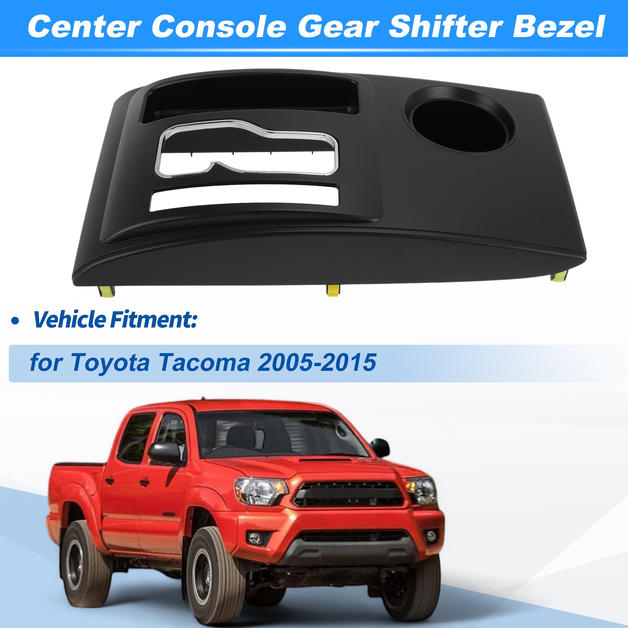 Unique Bargains No.58822AD010 Center Console Gear Shifter Bezel Shift Panel Cover Cup Holder for Toyota Tacoma 2005-2015 Black Interior Trim