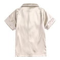 thumbnail image 5 of BAYAIXZ Silk Pajamas for Kids Little Baby Girls Boys Pajamas Set Satin Silk Short Sleeves Sleepwear 2 Piece Set Button Down Classic Loungewear Set (Khaki,6-7 Years), 5 of 6