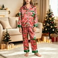 thumbnail image 6 of sdbrld Christmas Silk Pajamas for Kids Girls 2 Piece Cute Graphic Pjs Fall Winter Button Down Long Sleeve Top and Pants Holiday Home Loungewear Sizes 7-8 Years, 6 of 7