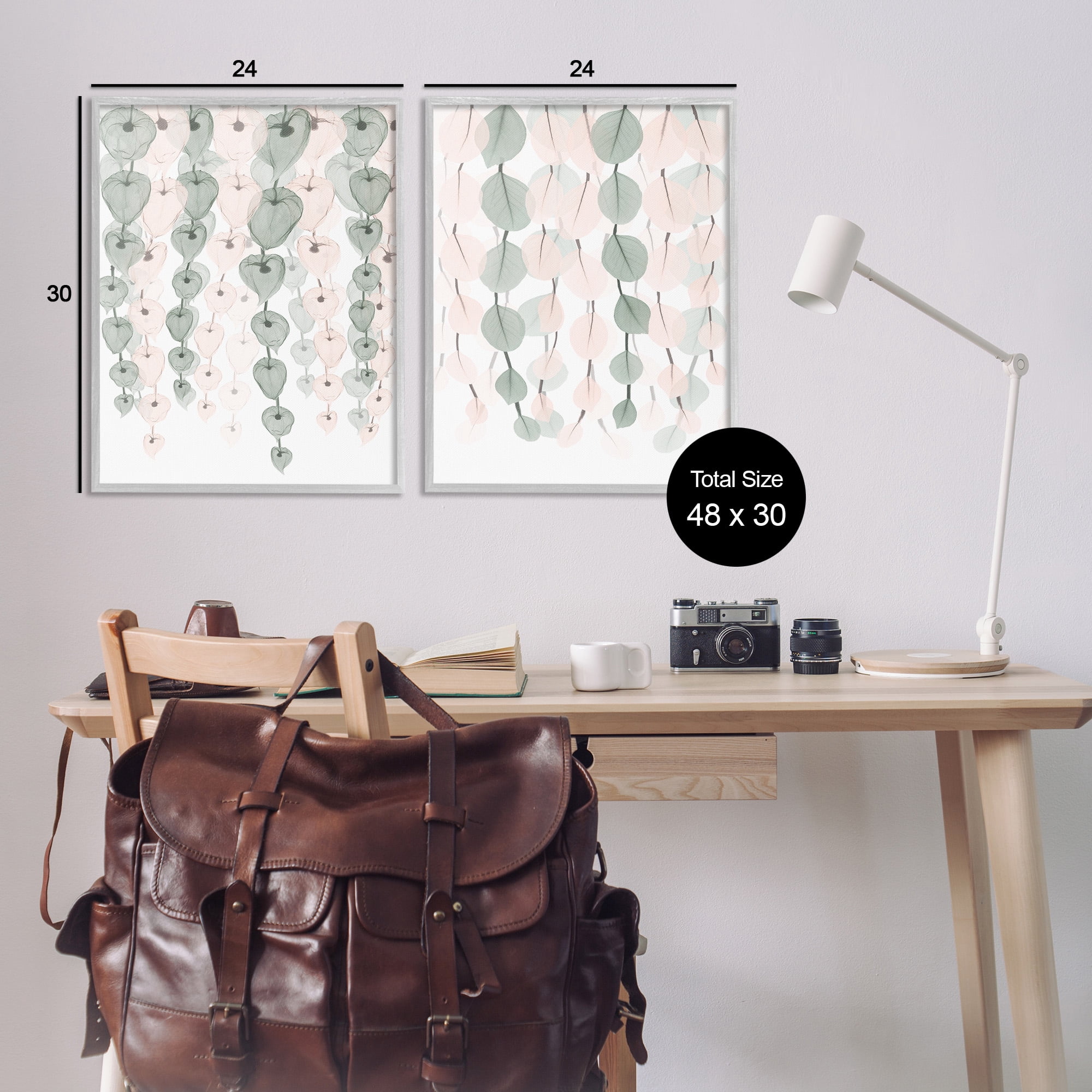 Stupell Industries Translucent Hanging Vines Foliage Botanical & Floral Photography Gray Framed Art Print Wall Art, 24 x 30, Set of 2