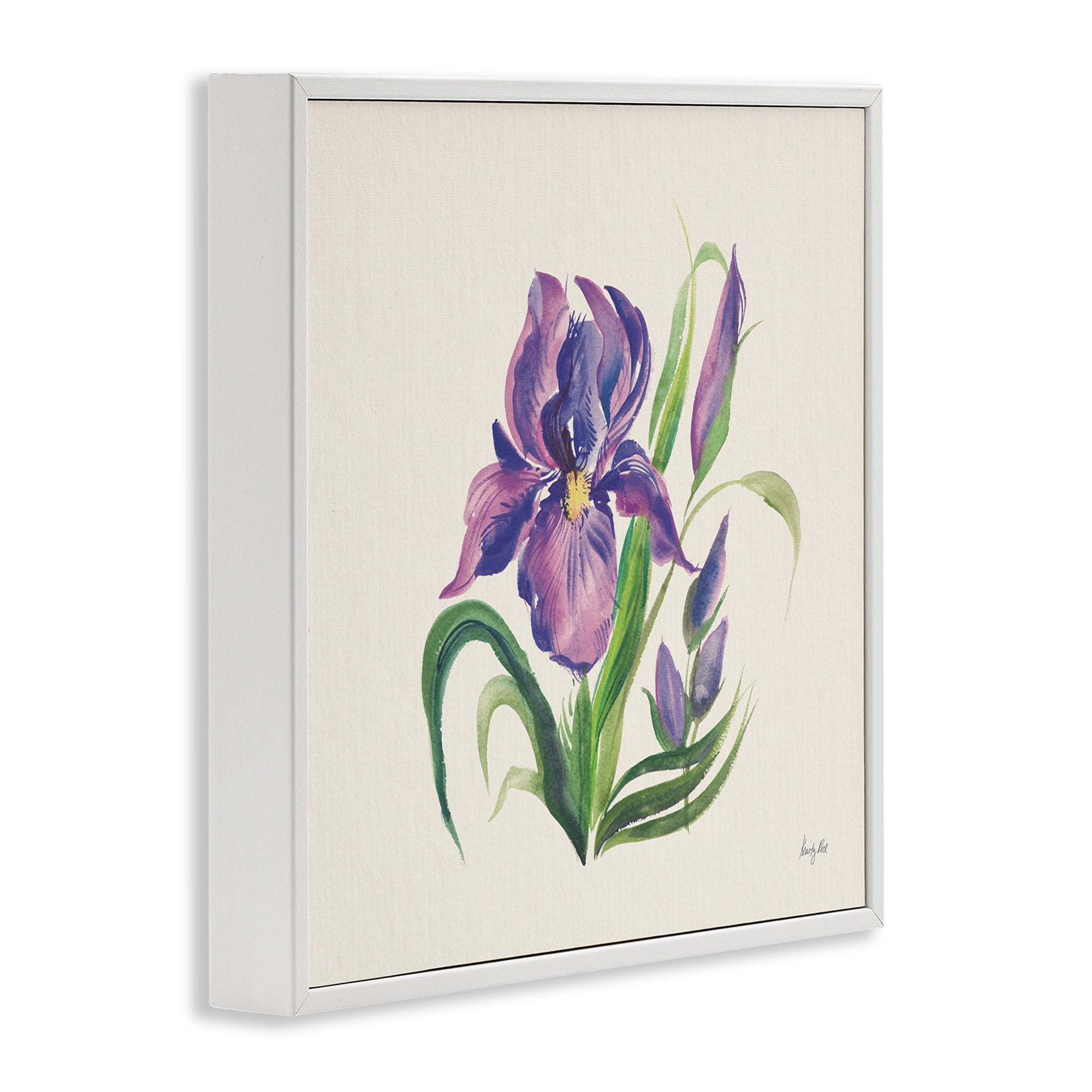 Stupell Industries Purple Iris Flower Botanical & Floral Painting White Framed Art Print Wall Art, 24 x 24