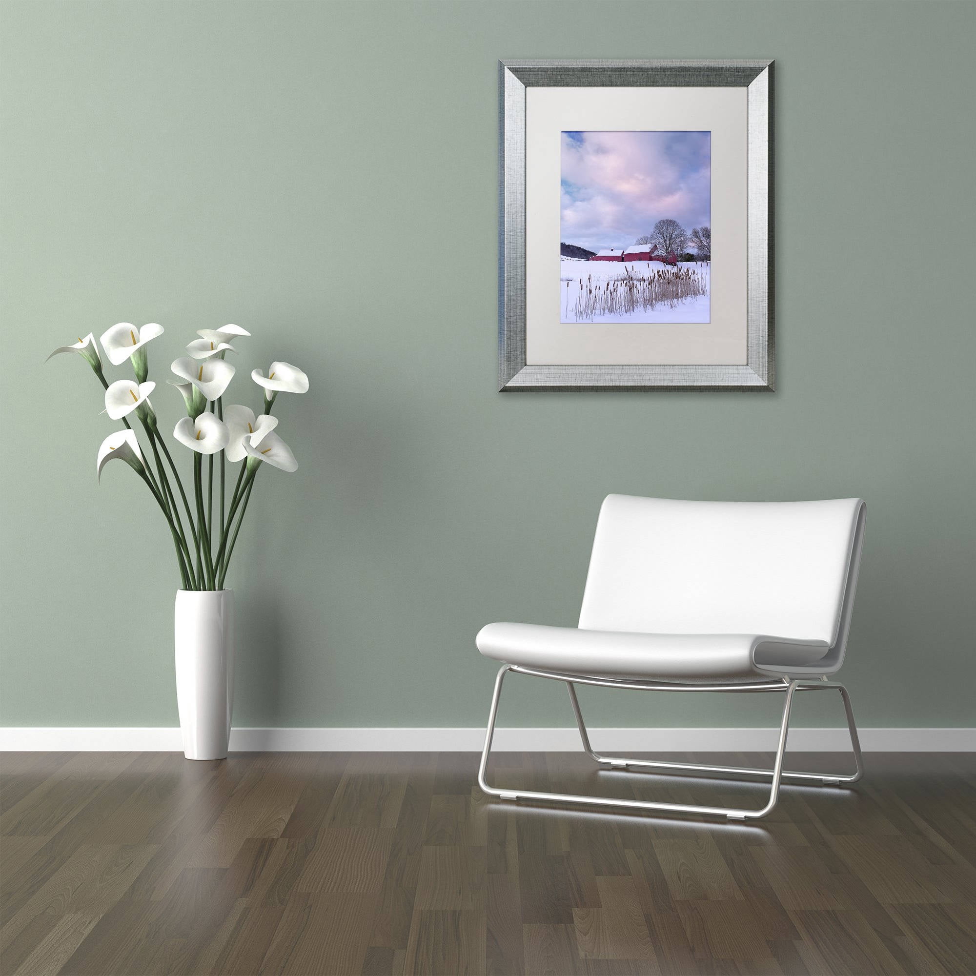 Trademark Fine Art "Cat O'Nine In Snow" Canvas Art by Michael Blanchette Photography White Matte, Silver Frame