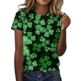 thumbnail image 1 of Prolriy T-Shirt de la Saint-Patrick pour Femmes Printemps Col Rond Manches Courtes Imprimé Saint-Patrick T-Shirts Décontractés Amples pour Femmes, Hauts Camouflage TG, 1 of 3