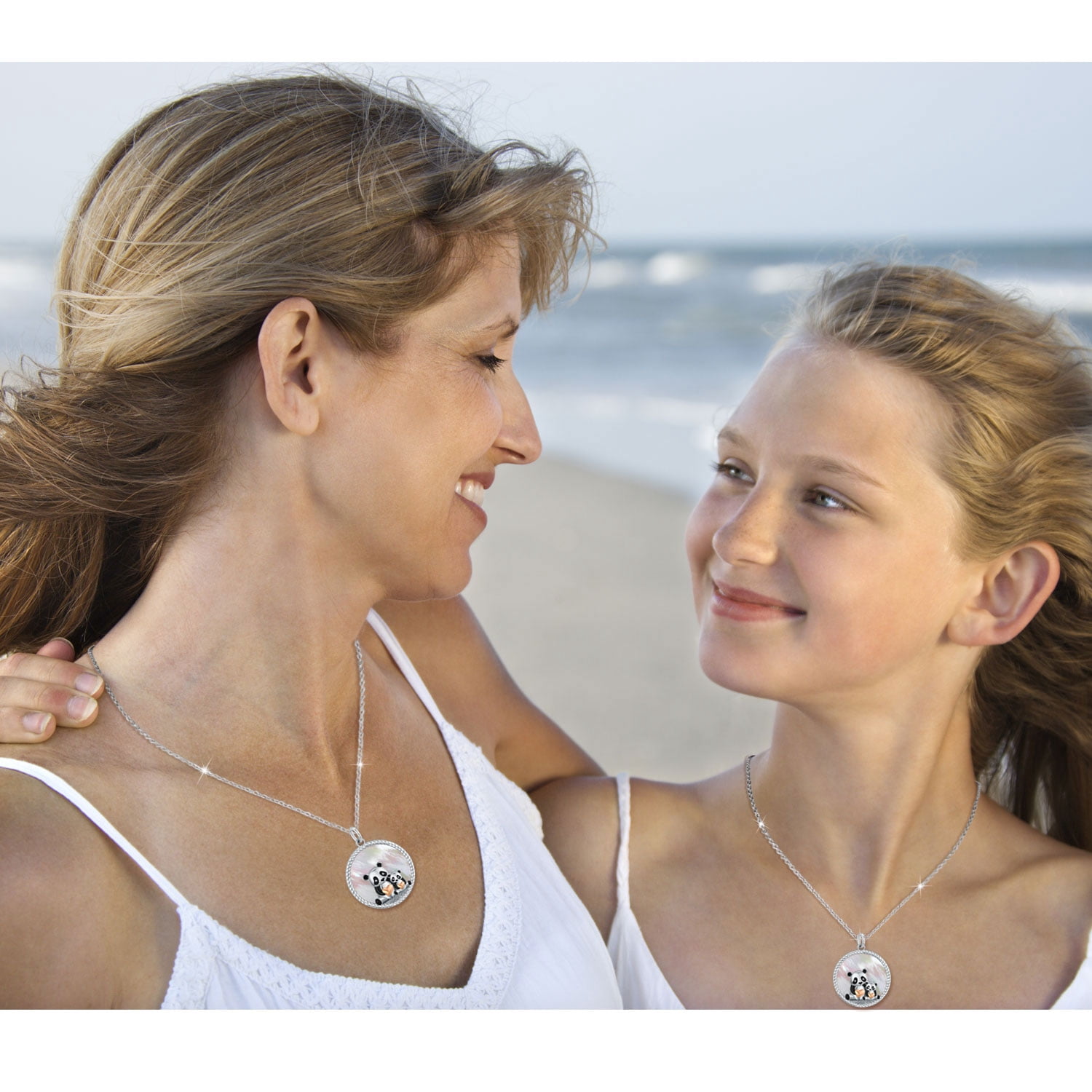 Cuoka Panda Necklace 925 Sterling Silver Pendant Necklaces Mother's Love for Parent and Jewelry 18K White Gold Plated Birthday Mother's Day Xmas Gift for Women Mom