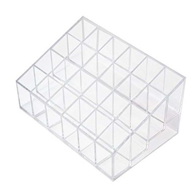 Organizador de maquillaje cosmético transparente, 24 latices, lápices labiales, loción cosmética, almacenamiento de maquillaje, soporte de exhibición Adepaton ZFFLD211