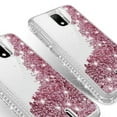 thumbnail image 4 of Cricket Debut/Vision 3/AT&T Calypso 1 & 2 (U318AA/U319AA) Liquid Glitter Phone Case Cover w/Tempered Glass Screen Protector - Clear/Rose Gold, 4 of 5