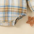 thumbnail image 4 of Otqutp 0-3 Years Baby Boys Girls Patchwork Plaid Print Long Sleeve Shirt Bodysuit Fashion Button Romper Clothes Soft Gentleman Suit Outfits(2-Brown,6-12 Months), 4 of 7