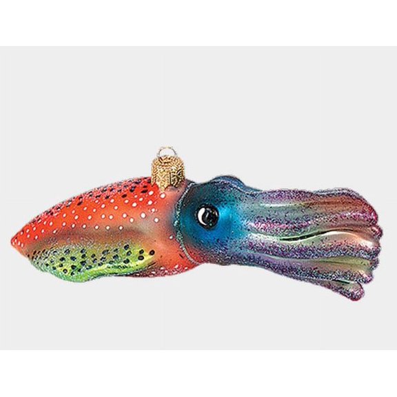 Multicolor Squid Polish Blown Glass Christmas Ornament Ocean Life Decoration