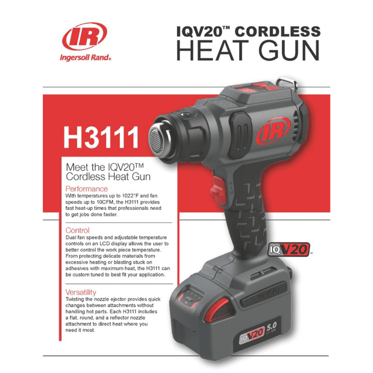 Ingersoll Rand 20V Cordless Heat Gun, 1 Battery Kit