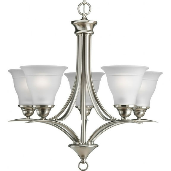 Trinity Collection Five-Light Brushed Nickel Etched Glass Traditional Chandelier Light