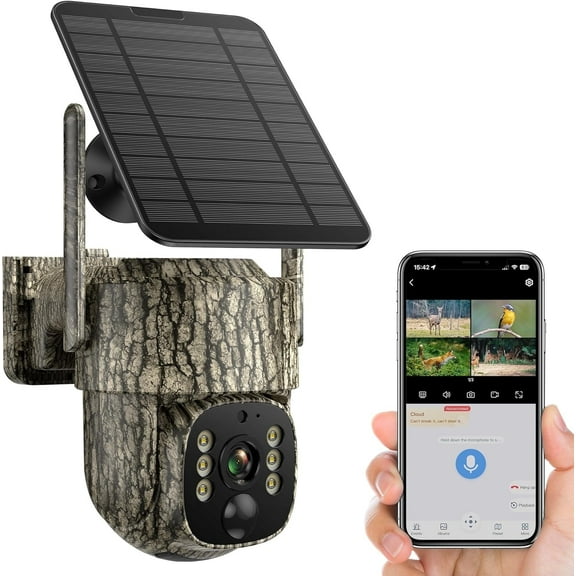 CAMPARK 4G LTE Cellular Trail Camera Wireless 2.5K Pan Tilt Solar Hunting Game Camera with SIM Card Color Night Vision 360° Full View Waterproof IP66 Motion Alert for Wildlife Monitoring