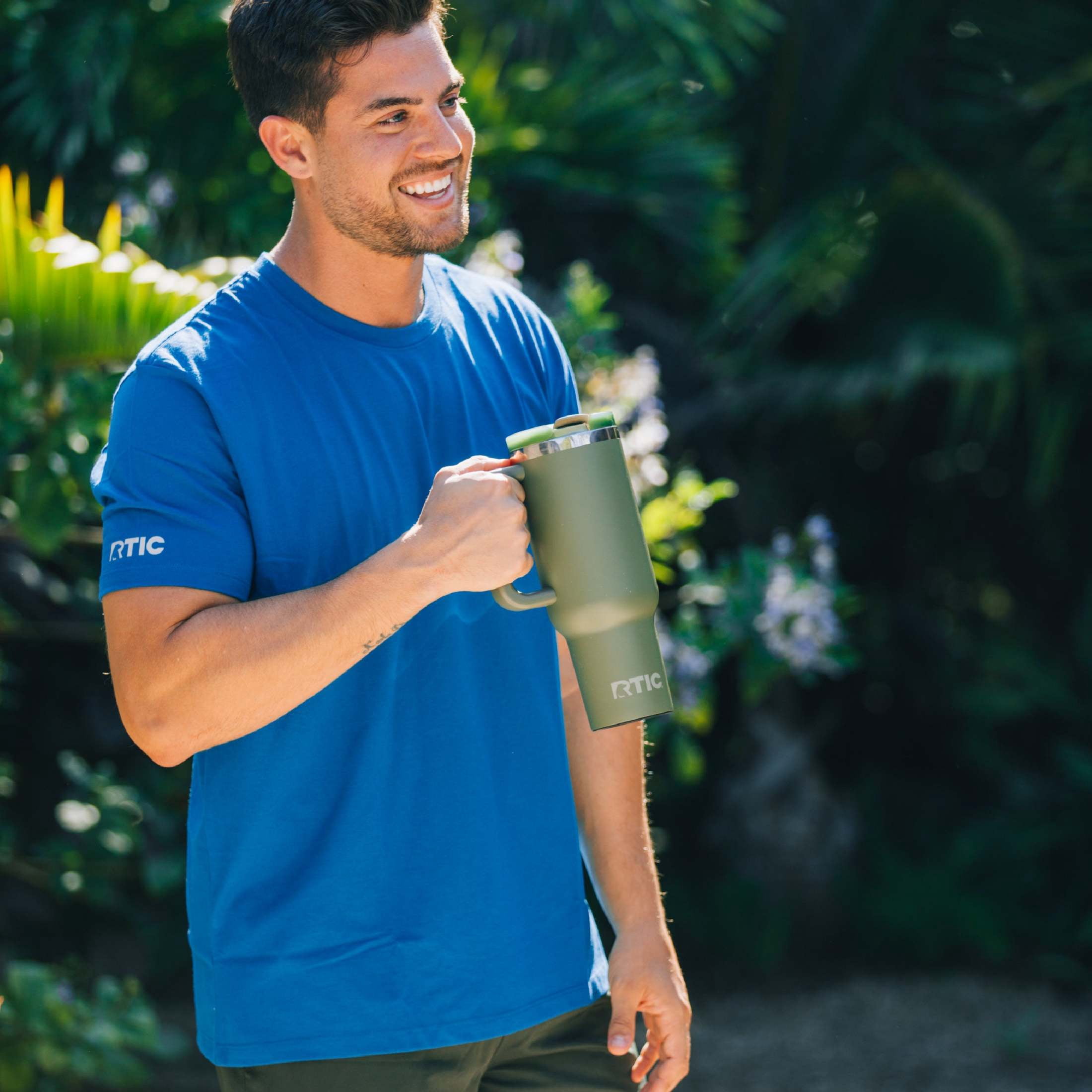 RTIC 30 oz Ceramic Lined Road Trip Tumbler with Handle and Leak-Resistant Straw Lid, Trailblazer