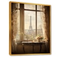 thumbnail image 2 of Designart "Rustic Eiffel Tower View from Paris Window I" Cityscapes Framed Wall Art - Industrial Yellow Paris Hallway Framed Wall Art Decor, 2 of 6