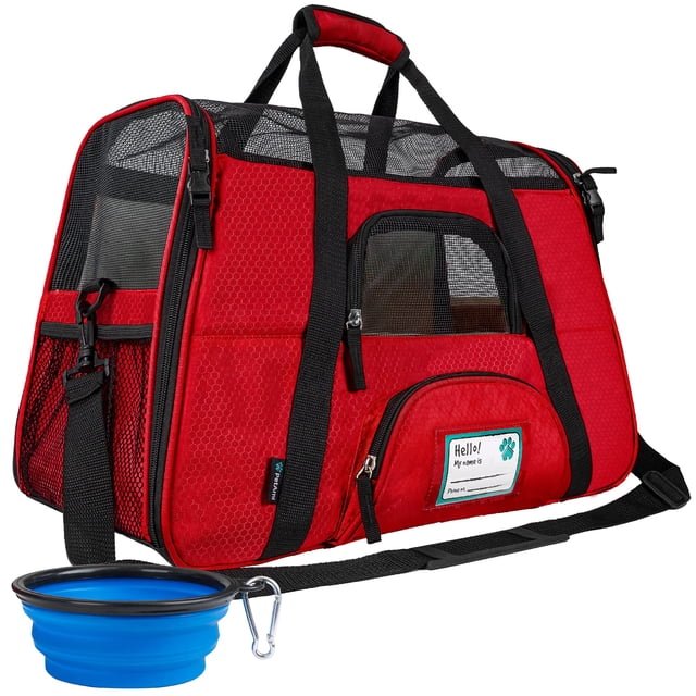 PetAmi Transportín para mascotas aprobado por la aerolínea para gatos, transportador de perros de lado suave para perros pequeños, suministros de viaje para gatos, accesorios para gatos de interior, b