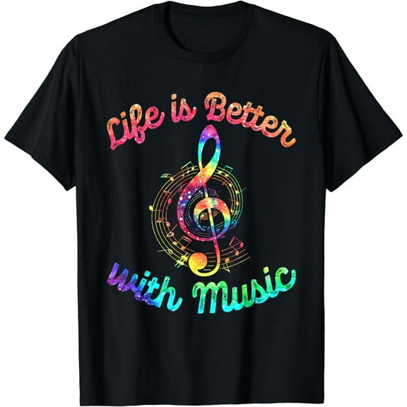 t-shirt Life Is Better With Music Notes Symbol Tie Dye Musician T-Shirt mens t shirt，black，women，funny，misfits，men，journey