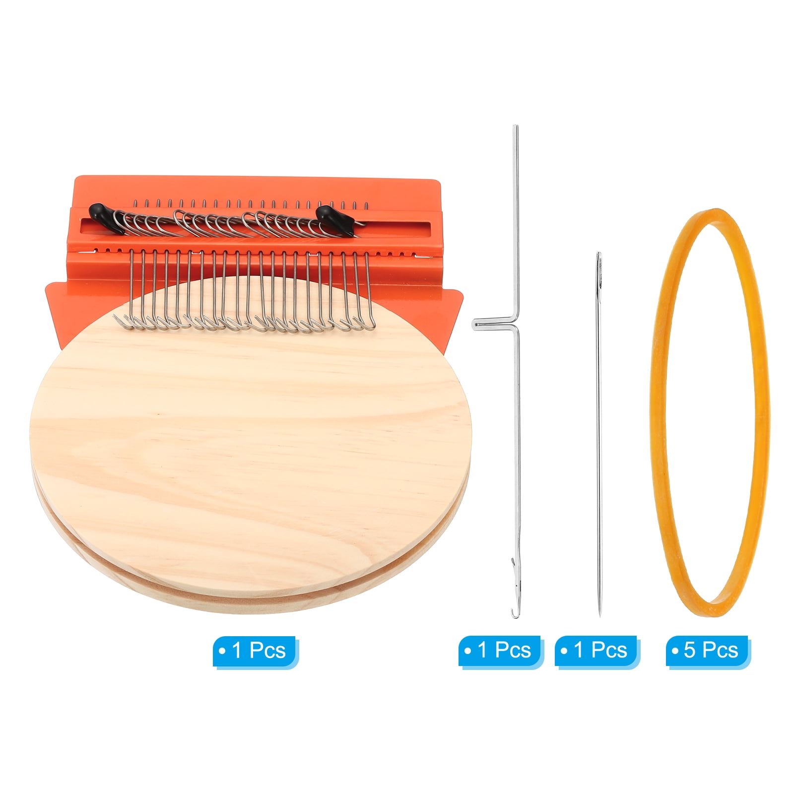 Uxcell 21 Hooks Mini Weaving Machines Kit, Metal Quickly Small Darning Weave Tool with Accessories, Orange Style 2