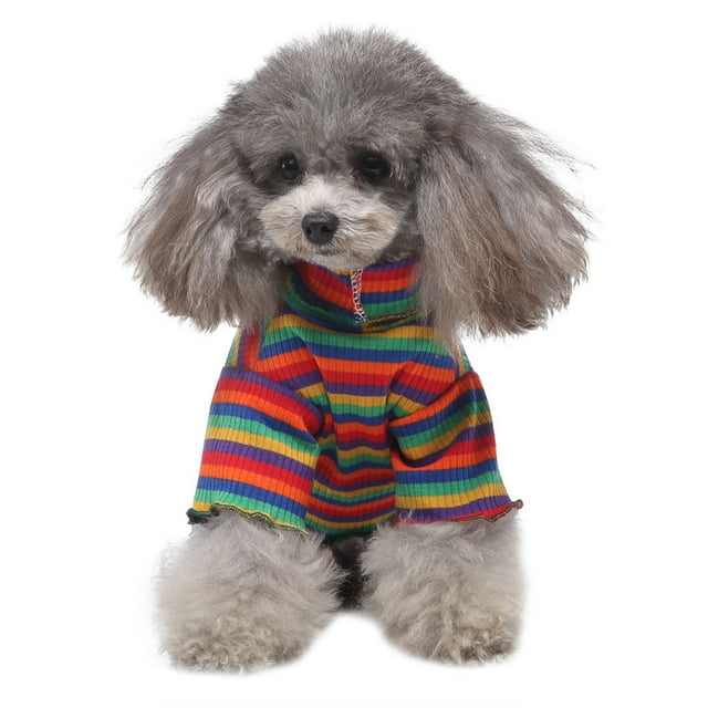 Vêtements pour Animaux Pull Col Roulé Rayé Deux-Pièces Pull pour Animaux