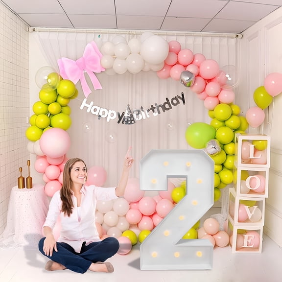 HIBIBUD 3Ft Light Up Marquee Numbers Warm Led Large Lighted Marquee for Birthday Anniversary and Wedding Decoration