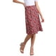 thumbnail image 3 of Faldas midi florales para mujer Inspire Chic, con volantes, cintura alta, fluida, en línea A, con abertura, longitud a la rodilla, S, rojo oscuro, 3 of 6
