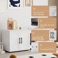 thumbnail image 6 of Homhougo Litter Box Enclosure for 2 Cats, 55" Hidden Litter Box Furniture with Double Chamber, Wooden Cat Washroom Furniture with Scratching Pad, 3 in 1 Cat House, Antique White, 6 of 8