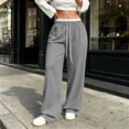 thumbnail image 4 of Gytharion Women's Lace Trim Sweatpants Solid Color Straight Leg Loose Casual Track Pants with Pockets Drawstring Elastic High Waist Joggers, 4 of 7