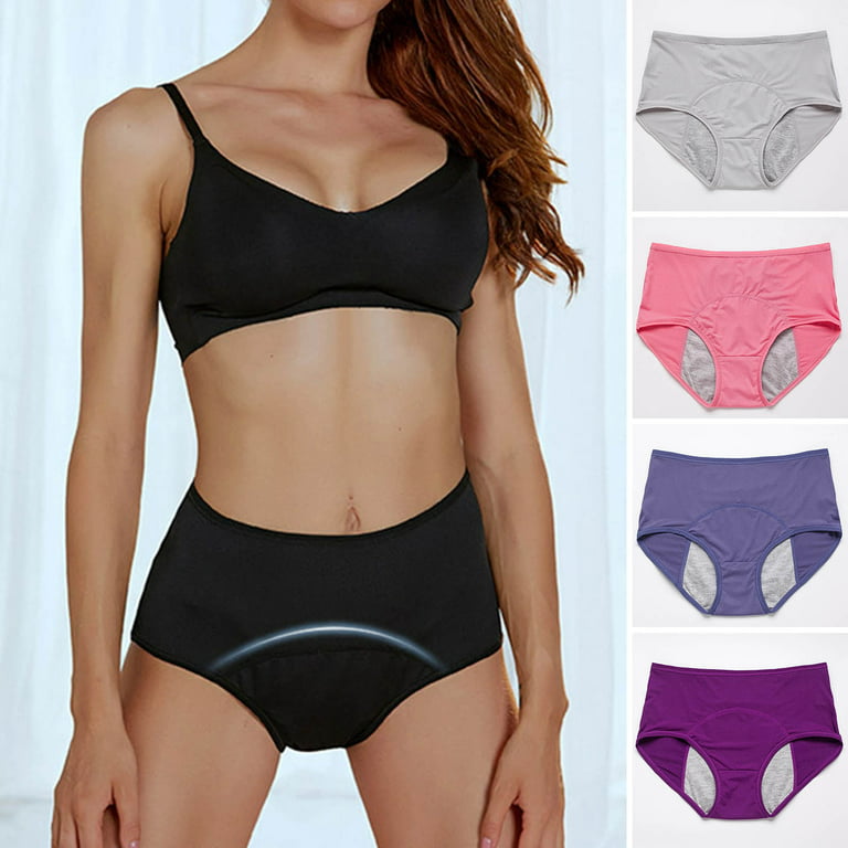 rygai Lady Panties Elastic High Waist Solid Color Sweat Absorption Moisture  Wicking Anti-septic Menstrual Period Anti-leak Plus Size Underpants for