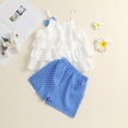 thumbnail image 2 of Vedolay Girls Sets Summer Girls Suit Foreign Style Girl New Mesh Lace Top Embroidered Shorts Set,Blue 4-5 Years, 2 of 5
