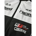 thumbnail image 4 of Men's Racing inspired black and white contrasting stand-up collar jacket, eye-catching letter print and SF Racing 46 pattern - zipper casual flight jacket, machine-washable polyester, 4 of 5