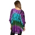 thumbnail image 2 of Sakkas Ellesa Ombre Tie Dye Circle Poncho Blouse Shirt Top With Sequin Embroidery - Purple / Turquoise - One Size Regular, 2 of 5