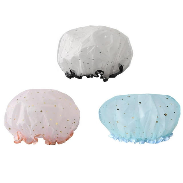 Shisuyan Bonnets de Douche EVA Bleu Clair 3Ensemble 9.4x9.4 Po