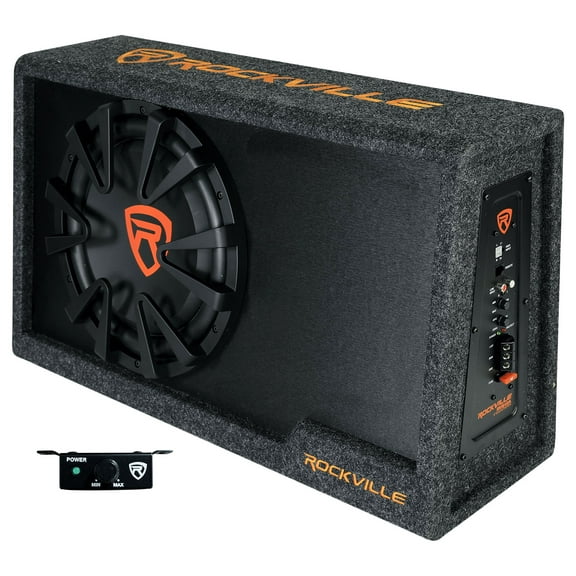 Rockville RVS12A 12" Slim Vented Powered Car Subwoofer Enclosure, 1400 Watts