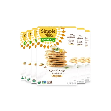 Simple Mills Organic Seed Crackers, MDA05 Original - Gluten Free, Vegan, Healthy Snacks, Paleo Friendly, 4.25 Ounce (Pack of 6)