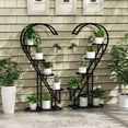 thumbnail image 2 of Costway 5 Tier Metal Plant Stand Heart-shaped Shelf with Hanging Hook for Multiple Plants Black, 2 of 9