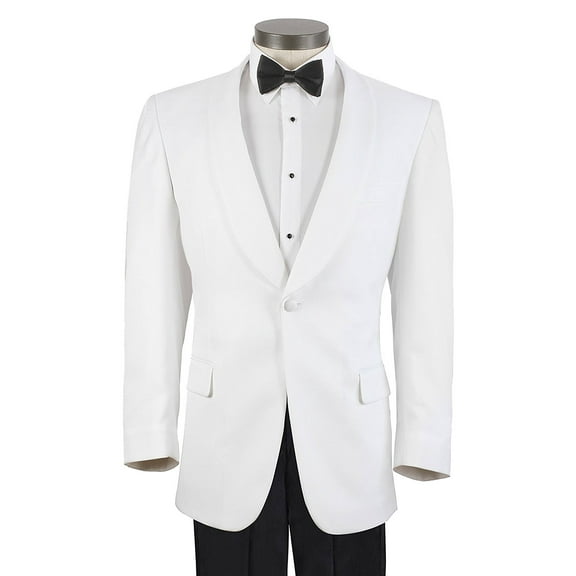 Mens White Shawl Lapel Formal Single Button Modern Fit Dinner Wool Jacket Tuxedo Suit