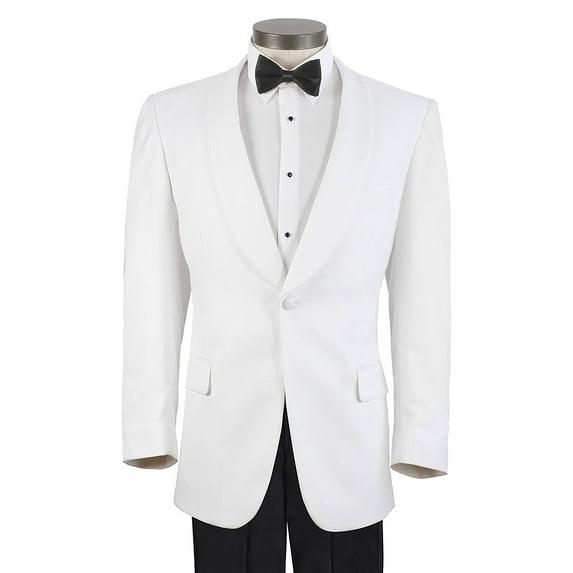 Mens White Shawl Lapel Formal Single Button Modern Fit Dinner Wool Jacket Tuxedo Suit