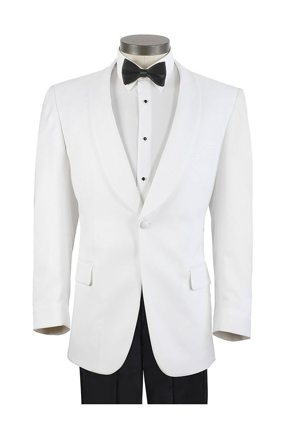 Mens White Shawl Lapel Formal Single Button Modern Fit Dinner Wool Jacket Tuxedo Suit