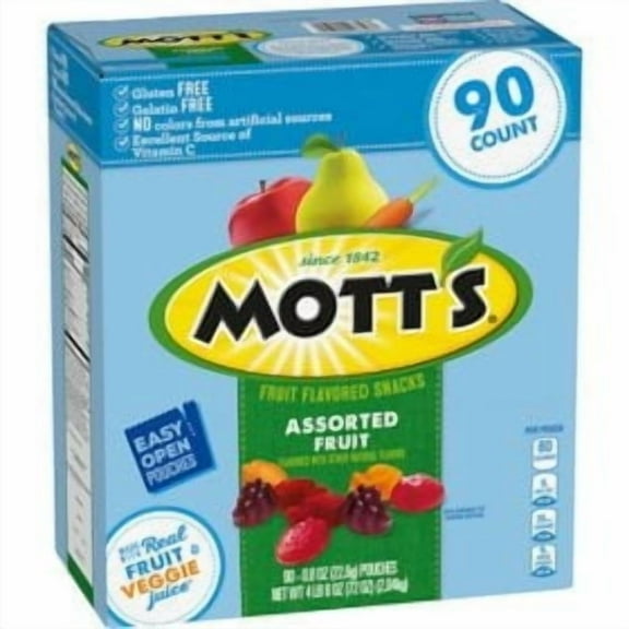 Mott's Assorted Fruit Flavored Snacks, 0.8 oz., 90 count.pack of 2