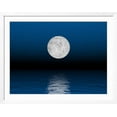 thumbnail image 2 of Beautiful Full Moon Against a Deep Blue Sky over the Ocean, Scenic Framed Art Print Wall Art, 2 of 5