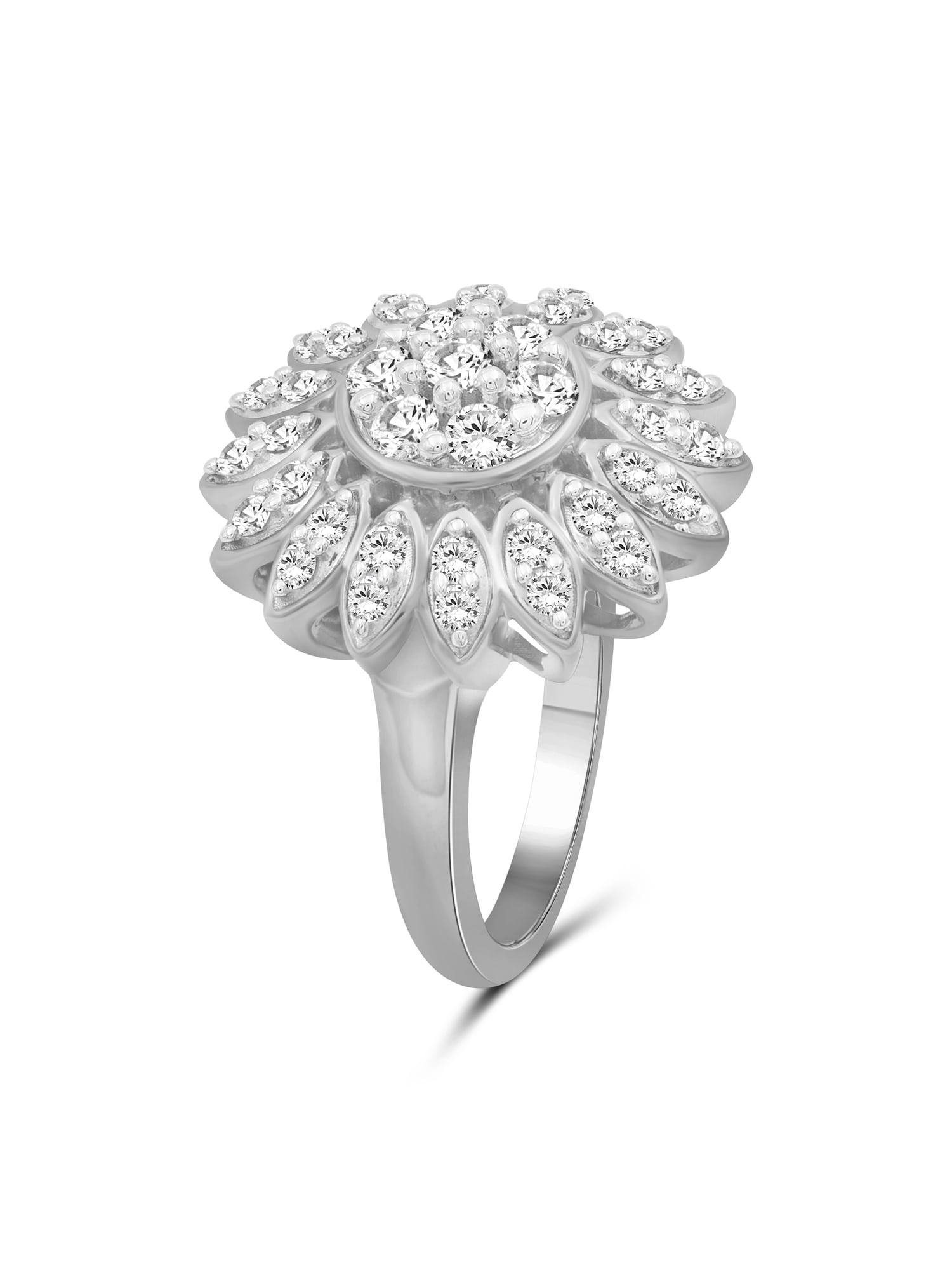 JewelersClub Sterling Silver 1 Carat White diamond Cluster Ring for Women | Diamonds for Everyday Womens Wear