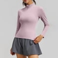 thumbnail image 4 of thefmos Women's Half Zip Athletic Top Long Sleeve Slim Fit Solid Color Pullover Tops Running Yoga Gym Workout Outfit, Pink XL, 4 of 8