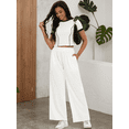 thumbnail image 6 of DARING DIVA Women 2 Pieces Set Crop Tops Wide Leg Pants Fall Outfits M White, 6 of 7
