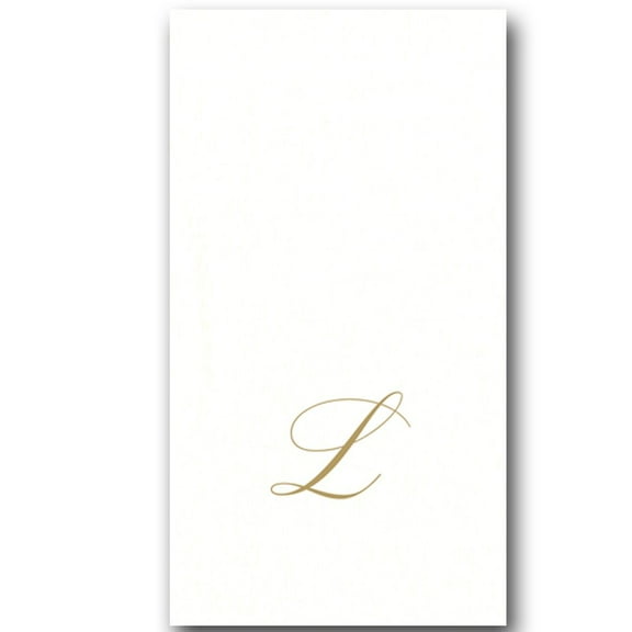 Paper Linen Airlaid Initial L White Pearl Guest Napkins 24pk