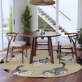 thumbnail image 3 of Round Rugs 8Ft, Cute Cat Round Area Rug Washable Indoor Throw Carpet, Black Beige Vintage Animal Large Non Slip Circle Rug for Kids Room RV Home Decor Aesthetic, 3 of 8