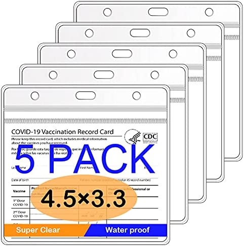 plastic sleeves for covid cards 4x4 Oversized Badge Holder with Adjustable Arm Band & Clear Vinyl Sleeve XL ID Name Tag Vaccine Card Holder, Medicare Card