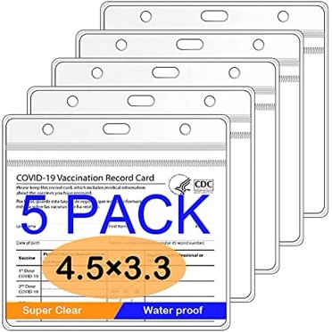 Clear Plastic Sandals For Women CDC 4 X 3 Inches Vaccination Card Protector Vaccine Cards Holder Clear Vinyl Plastic Sleeve With Waterproof Type Resealable Zip (3 Pack 3 Clip Vaccine Card Protector