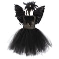 thumbnail image 2 of Halloween Dress for Girls Kids Black Tulle Witch Gown Angel Wings Set Carnival Performance Dress Up 8-9 Years, 2 of 6