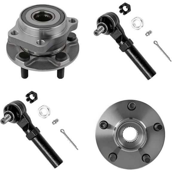 Detroit Axle - 4pc Front Wheel Bearing Hubs Outer Tie Rods for Subaru XV Crosstrek Forester Impreza