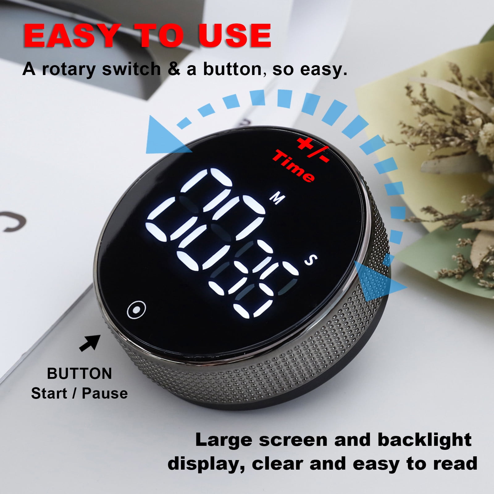 Digital Food Thermometer and Timer  with Backlight, LCD Display, Essential for Outdoor Barbecue, Used for Beef, Turkey, Lamb chops, Cooking