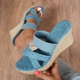 thumbnail image 4 of Dakaela Women's Wedge Sandals Platform Espadrille Heels Open Toe Strappy Slip on Dressy Casual Summer Slide Shoes with Criss Cross Strap Black Size 6.5, 4 of 7