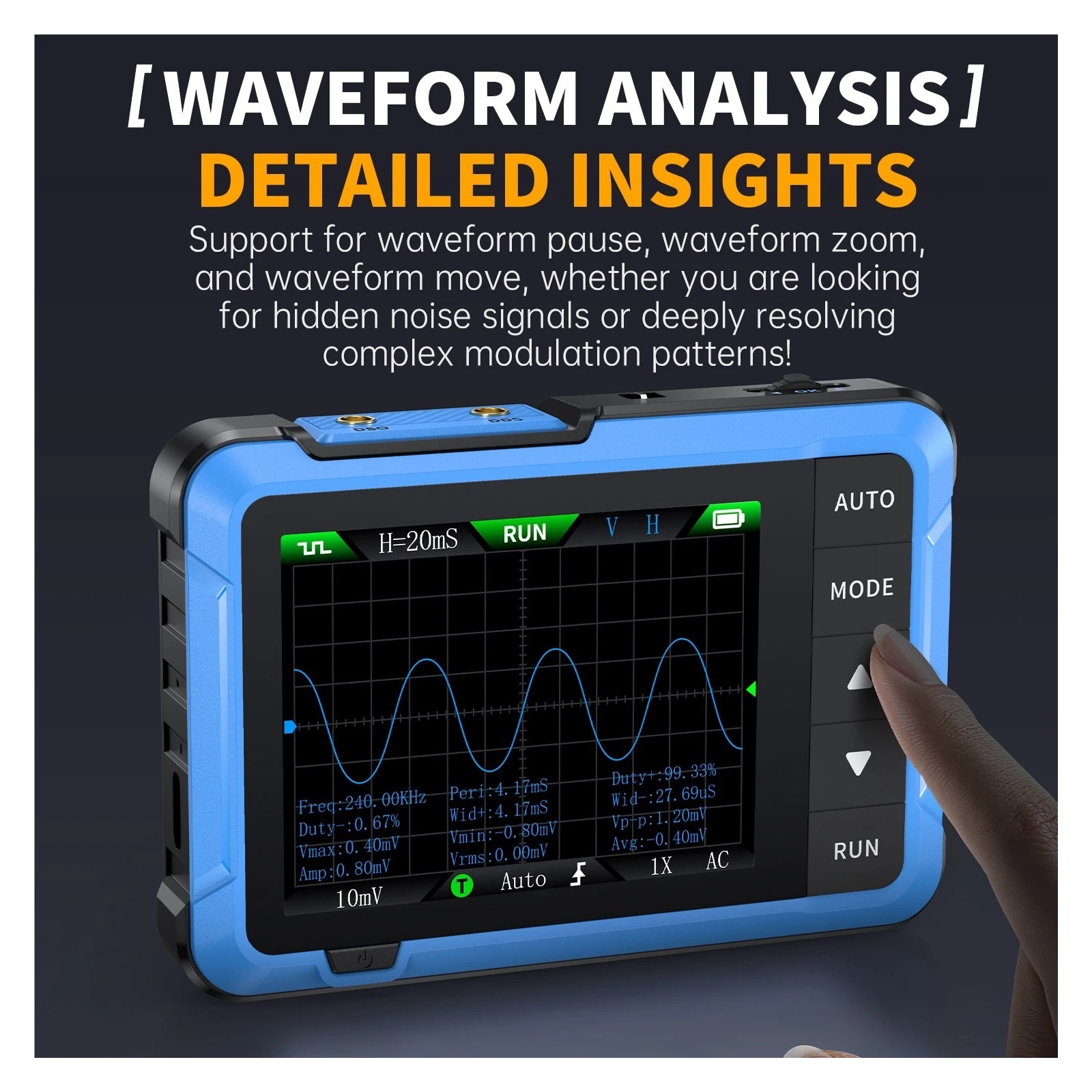 Mini Handheld Digital 2 IN 1 Oscilloscope Portable 48MS/s 10MHz Bandwidth Electronic Repair Tool